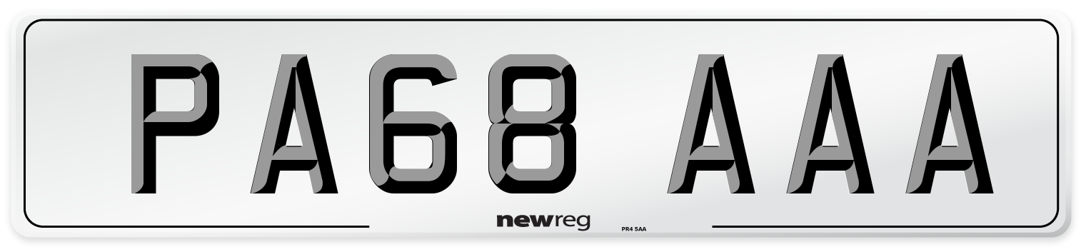 PA68 AAA Number Plate from New Reg